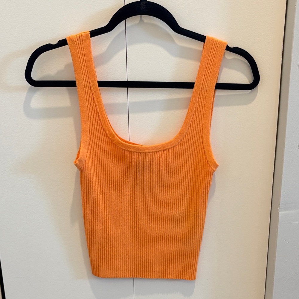 Orange ribbed tank top